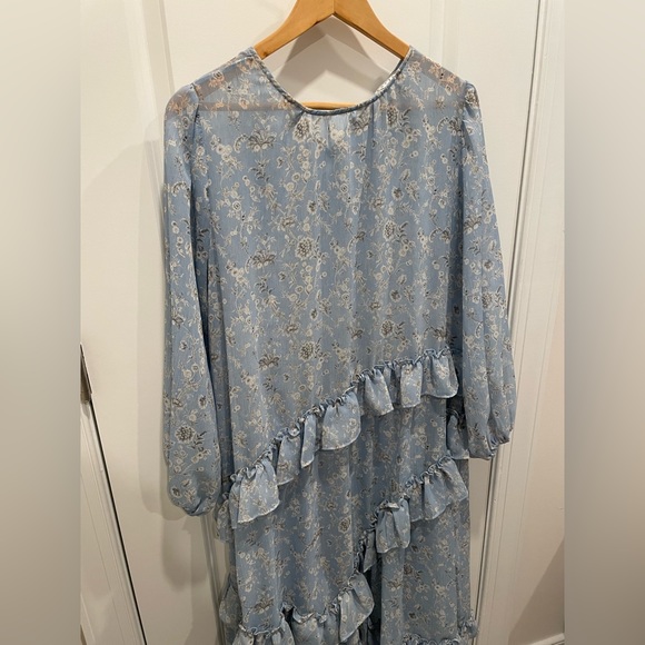 SENLIS Blue Long Sleeve Dress Sz M - Picture 4 of 7